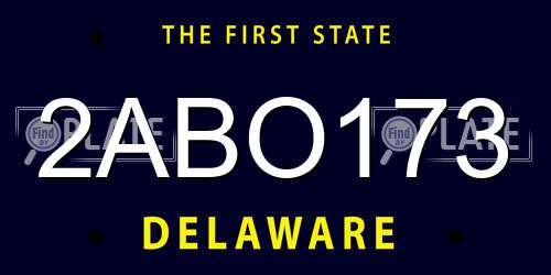 2ABO173 Delaware License Plate