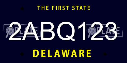 2ABQ123 Delaware License Plate