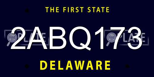 2ABQ173 Delaware License Plate