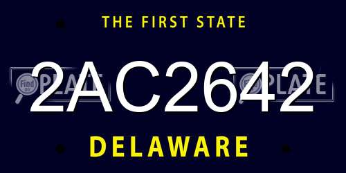 2AC2642 Delaware License Plate