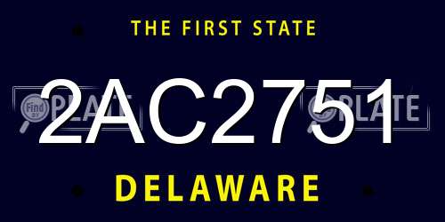 2AC2751 Delaware License Plate