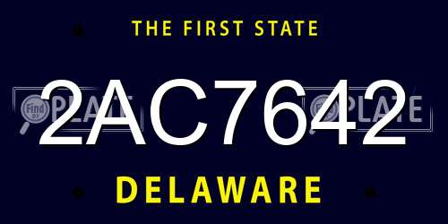 2AC7642 Delaware License Plate