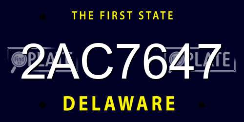 2AC7647 Delaware License Plate