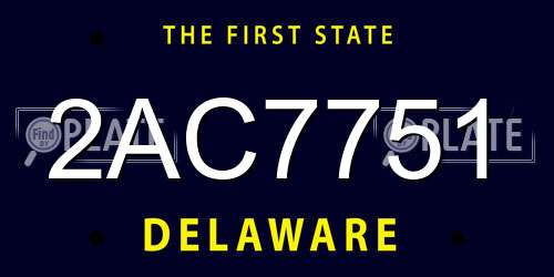 2AC7751 Delaware License Plate