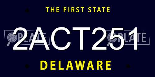 2ACT251 Delaware License Plate