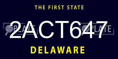 2ACT647 Delaware License Plate