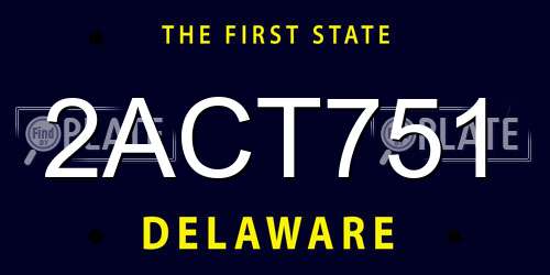 2ACT751 Delaware License Plate