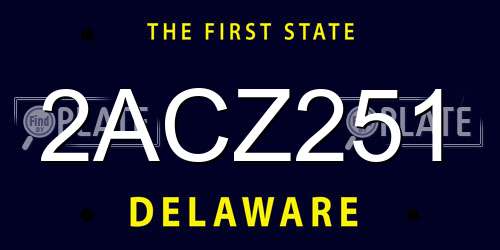 2ACZ251 Delaware License Plate