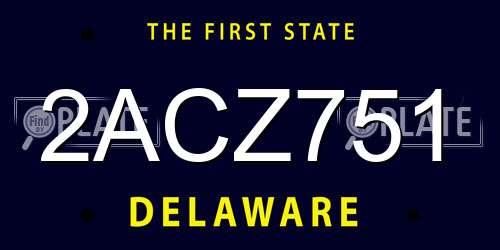 2ACZ751 Delaware License Plate