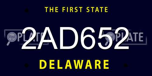 2AD652 Delaware License Plate