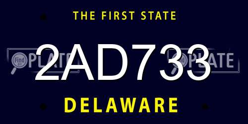 2AD733 Delaware License Plate