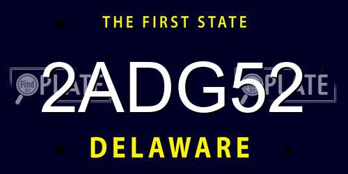 2ADG52 Delaware License Plate