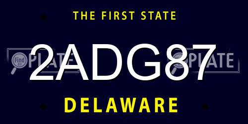 2ADG87 Delaware License Plate