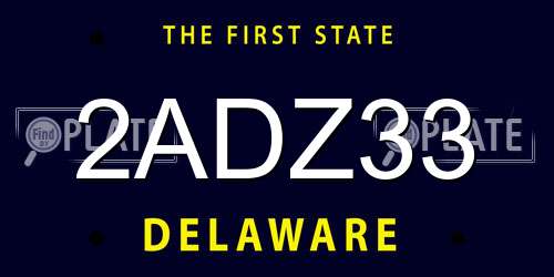 2ADZ33 Delaware License Plate