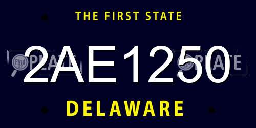 2AE1250 Delaware License Plate