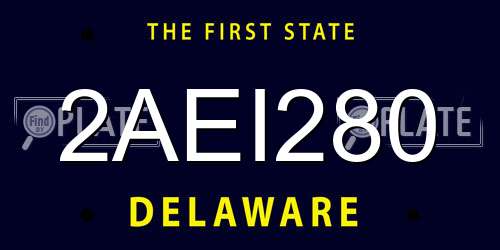 2AEI280 Delaware License Plate