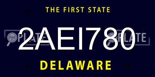 2AEI780 Delaware License Plate