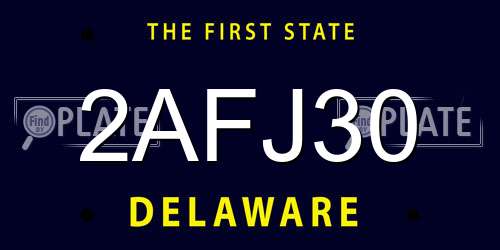 2AFJ30 Delaware License Plate