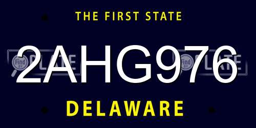 2AHG976 Delaware License Plate