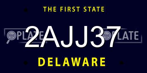 2AJJ37 Delaware License Plate