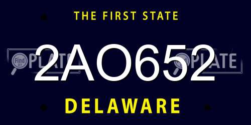 2AO652 Delaware License Plate