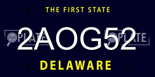 2AOG52 Delaware License Plate