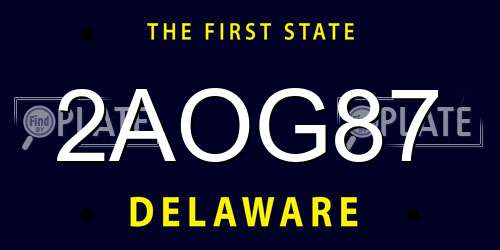 2AOG87 Delaware License Plate