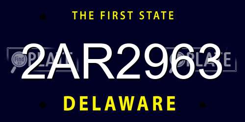 2AR2963 Delaware License Plate