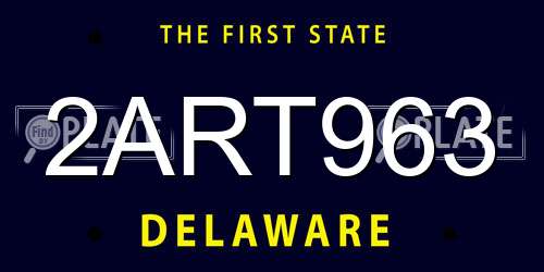 2ART963 Delaware License Plate