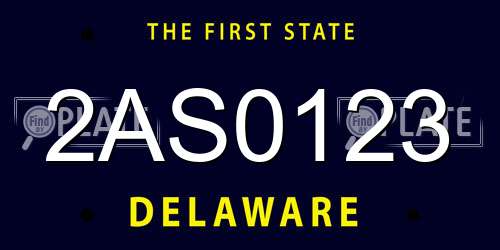 2AS0123 Delaware License Plate