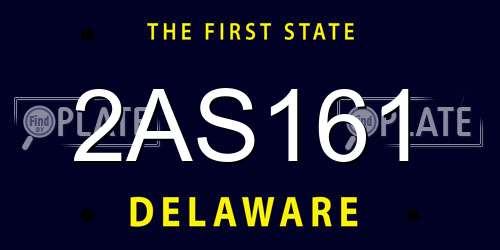 2AS161 Delaware License Plate