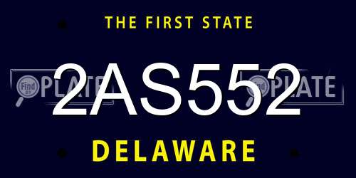 2AS552 Delaware License Plate