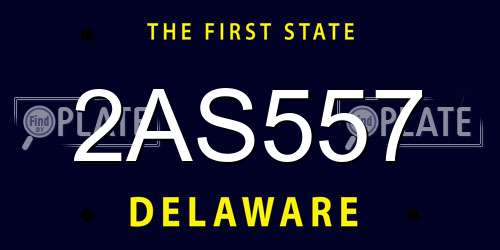2AS557 Delaware License Plate