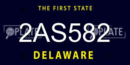 2AS582 Delaware License Plate