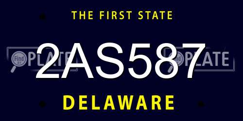 2AS587 Delaware License Plate