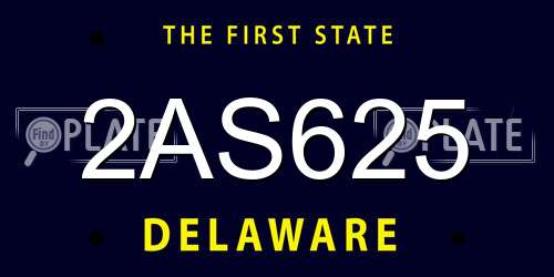 2AS625 Delaware License Plate