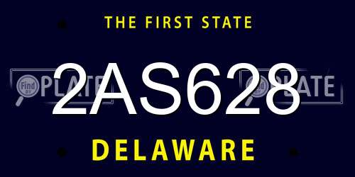 2AS628 Delaware License Plate