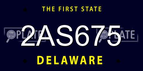 2AS675 Delaware License Plate