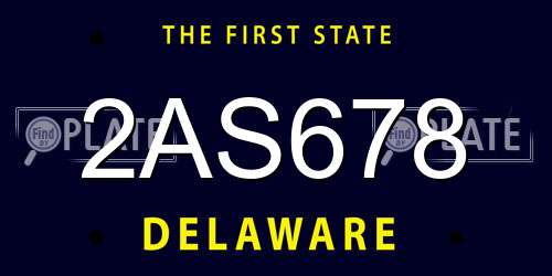 2AS678 Delaware License Plate
