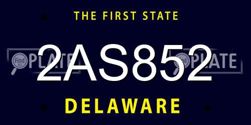 2AS852 Delaware License Plate