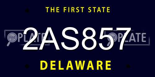 2AS857 Delaware License Plate
