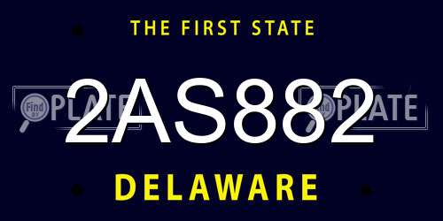 2AS882 Delaware License Plate