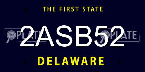 2ASB52 Delaware License Plate