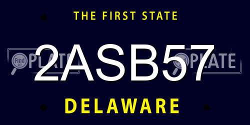2ASB57 Delaware License Plate