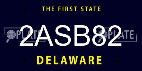 2ASB82 Delaware License Plate
