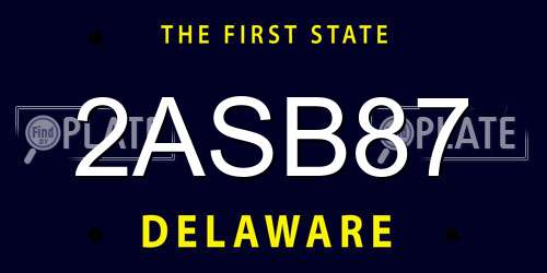 2ASB87 Delaware License Plate