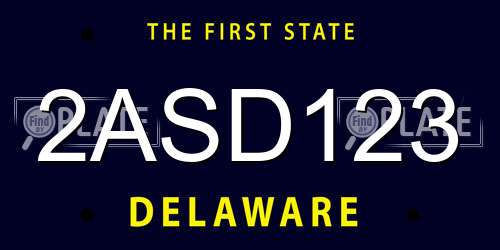2ASD123 Delaware License Plate