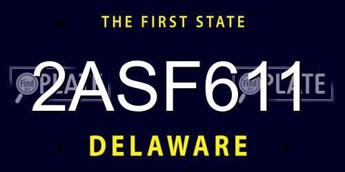 2ASF611 Delaware License Plate