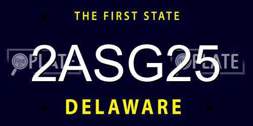 2ASG25 Delaware License Plate