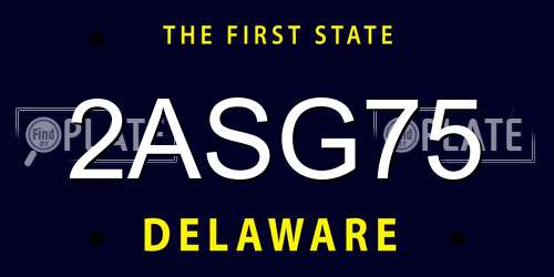 2ASG75 Delaware License Plate